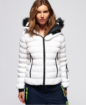 Superdry SD Stealth Ski Down Bomber Női Kabát Fehér | CWELG5917